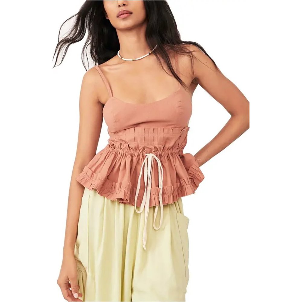 Free People Luna Corset Top in Iced Chai Pink